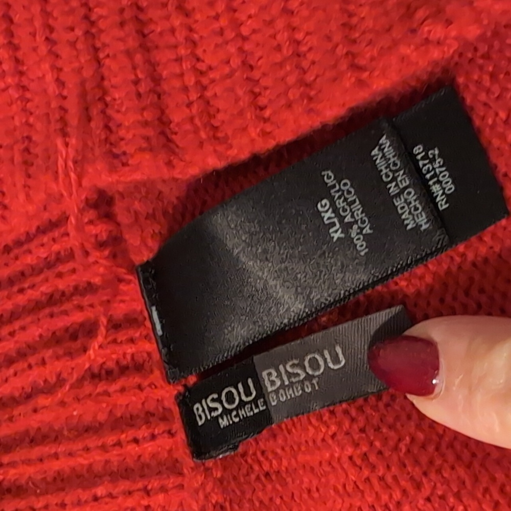 Bisou Bisou Red Belted Holiday Winter Sweater XL - Picture 11 of 13